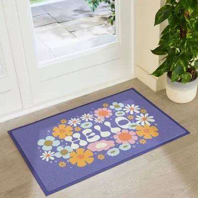 Dunelm Artsy Mats Elizabeth Olwen Hello Floral Indoor Outdoor Doormat
