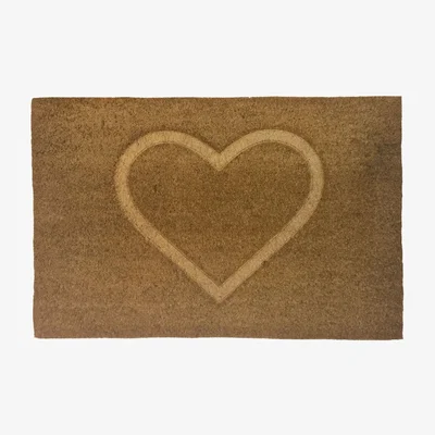 Dunelm Heart Pressed Coir Doormat Natural