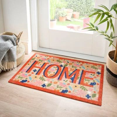 Dunelm Marvel Floral Home Washable Doormat MultiColoured