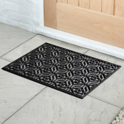 Dunelm Geo Rubber Doormat Black