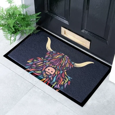Dunelm Artsy Mats Highland Cow Colour Indoor Outdoor Doormat
