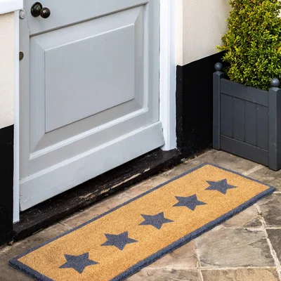 Dunelm Cedar & Sage Multi Star Coir Double Doormat Yellow/Grey