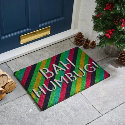 Dunelm Bah Humbug Coir Outdoor Doormat MultiColoured