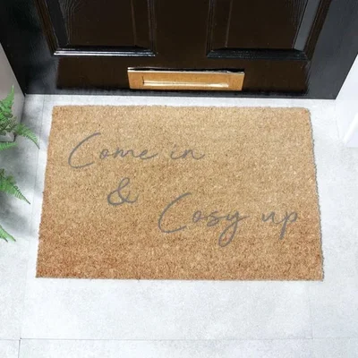 Dunelm Artsy Mats Come in and Cosy up Grey Coir Doormat