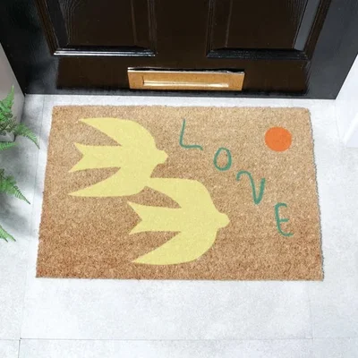 Dunelm Artsy Mats Elizabeth Olwen Swan Love Coir Doormat