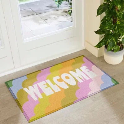 Dunelm Artsy Mats Elizabeth Olwen Retro Welcome Indoor Outdoor Doormat