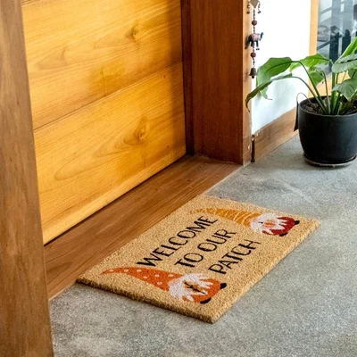 Homebase Gonks Welcome to Our Patch PVC Backed Coir Doormat - 40 x 60cm