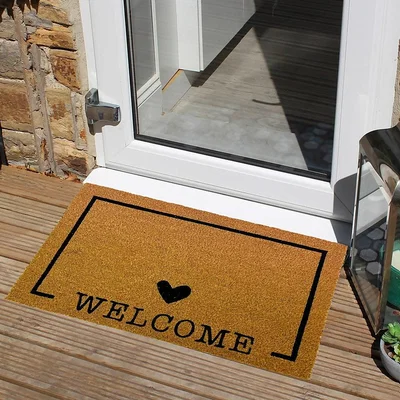 Homebase Welcome Design PVC & Coir Doormat - 39 x 59cm