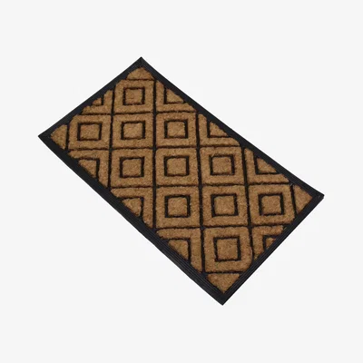 Homebase Check Rubber Coir Doormat 40x70cm