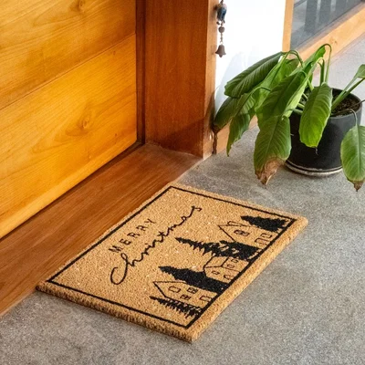 Homebase Christmas Village PVC Backed Coir Doormat - 40 x 60cm