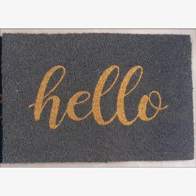 Homebase Hello Coir Doormat - 60x40cm