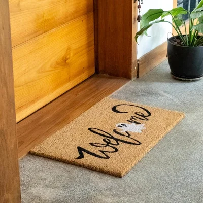 Homebase Halloween Ghost PVC Backed Coir Doormat - 40 x 60cm