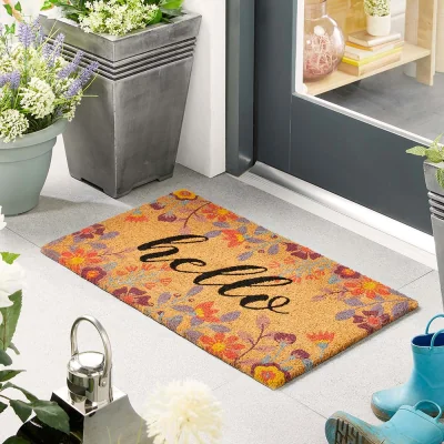Hug Rug Floral Hello Coir Doormat