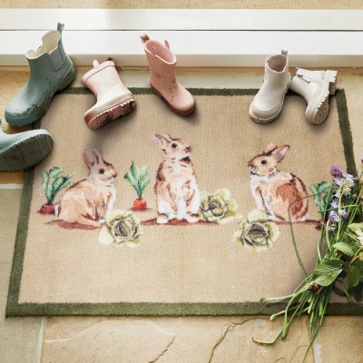 Hug Rug Allotment Bunnies Washable Doormat
