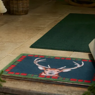 Hug Rug Tartan Stag Washable Doormat