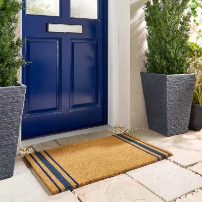 Hug Rug Navy Border Stripe Coir Doormat