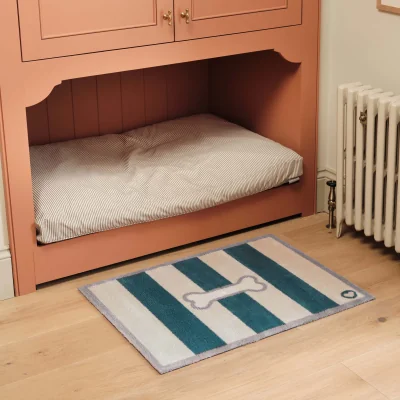 Hug Rug Bone Stripe Teal Washable Doormat