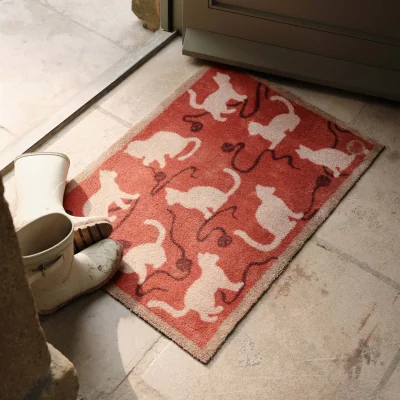 Hug Rug Kitty Cat Rust Washable Doormat