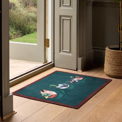 Hug Rug Swimming Ducks Teal Washable Doormat