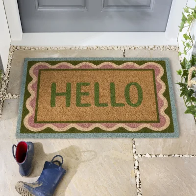 Hug Rug Hello Scallop Coir Doormat