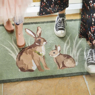 Hug Rug Rabbit 1 Green Washable Doormat