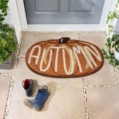 Hug Rug Shaped Autumn Pumpkin Coir Doormat