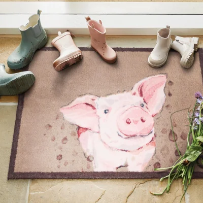 Hug Rug Farmyard Pig Washable Doormat