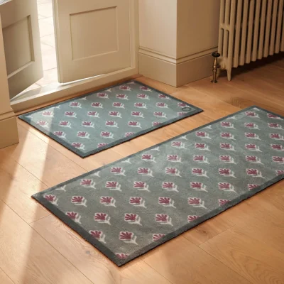 Hug Rug Disty Floral Green Washable Doormat