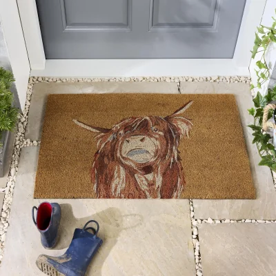 Hug Rug Highland Cow Coir Doormat