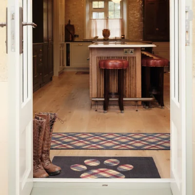 Hug Rug Tartan Paw Navy Washable Doormat