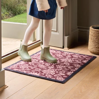 Hug Rug Paisley Floral Burgundy Washable Doormat