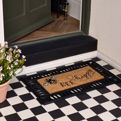 Hug Rug Coir Insert Bee Happy Doormat