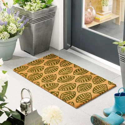 Hug Rug Green Leaves Coir Doormat