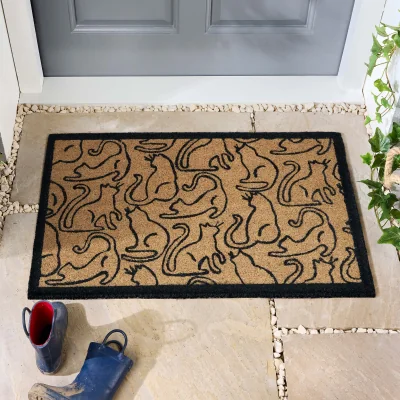 Hug Rug Outline Cats Coir Doormat