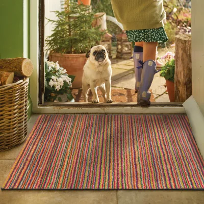 Hug Rug Candy Bright Stripe Washable Doormat