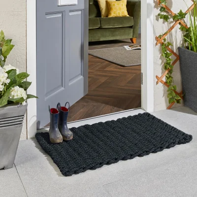 Hug Rug Outdoor Rope Mat Washed Black