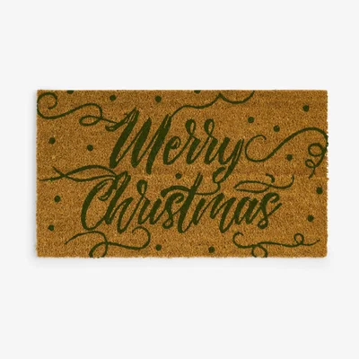 John Lewis John Lewis Merry Christmas Door Mat, Neutral