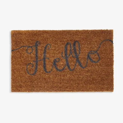 John Lewis John Lewis & Partners Hello Door Mat, Natural