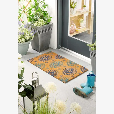 La Redoute Blue Ikat Coir Doormat