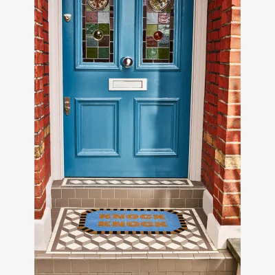 Oliver Bonas Knock Knock Blue Striped Border Doormat