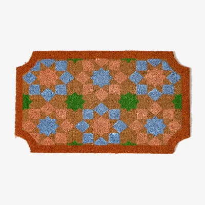 Oliver Bonas Geometric Star Print Tile Doormat