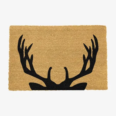 The Range Stag Antlers Doormat - Black