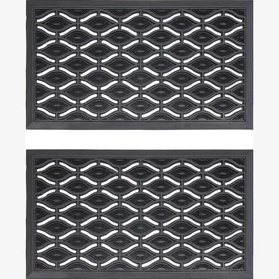 The Range JVL Elipses Eyes Rubber Doormat - Pack of 2 - Black