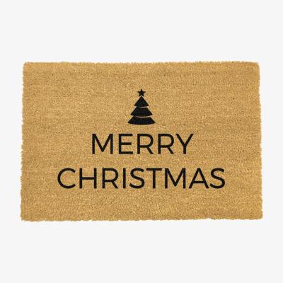 The Range Traditional Merry Christmas Greeting Doormat - Black