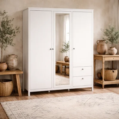 The Range Gossmere 3 Door Matt Wardrobe with Mirror and 2 Drawers - White