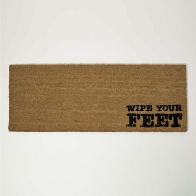 The Range Wipe Your Feet Coir Double Door Mat Runner - Brown