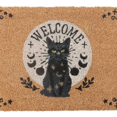 The Range Black Cat Magick Energy Doormat Set for Entryway - Black