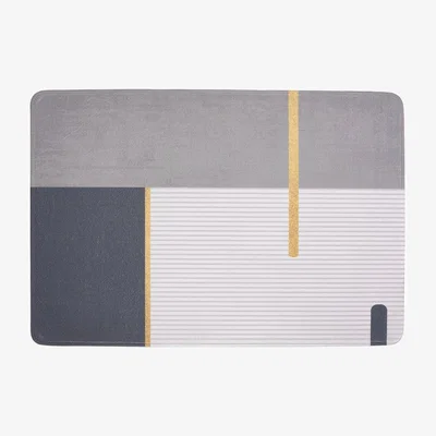 The Range Non-slip Modern Polyester Doormat - Grey + Black / 90cm W x 60cm D