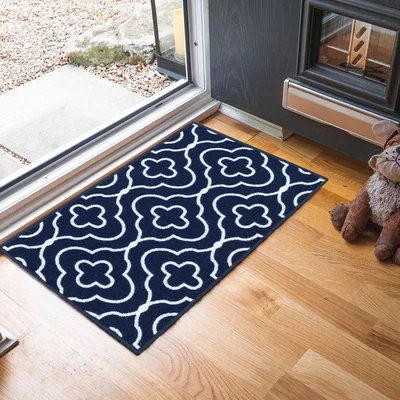 The Range Machine Washable Quatrefoil Design Anti Slip Doormats - Runners - Navy / 80x150 cm Rectangle