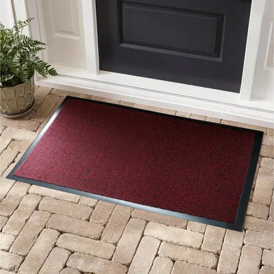 The Range Non Slip Heavy Duty Dirt Rubber Edged PVC Barrier Door Entrance Mats - Red / 60cm / 80cm